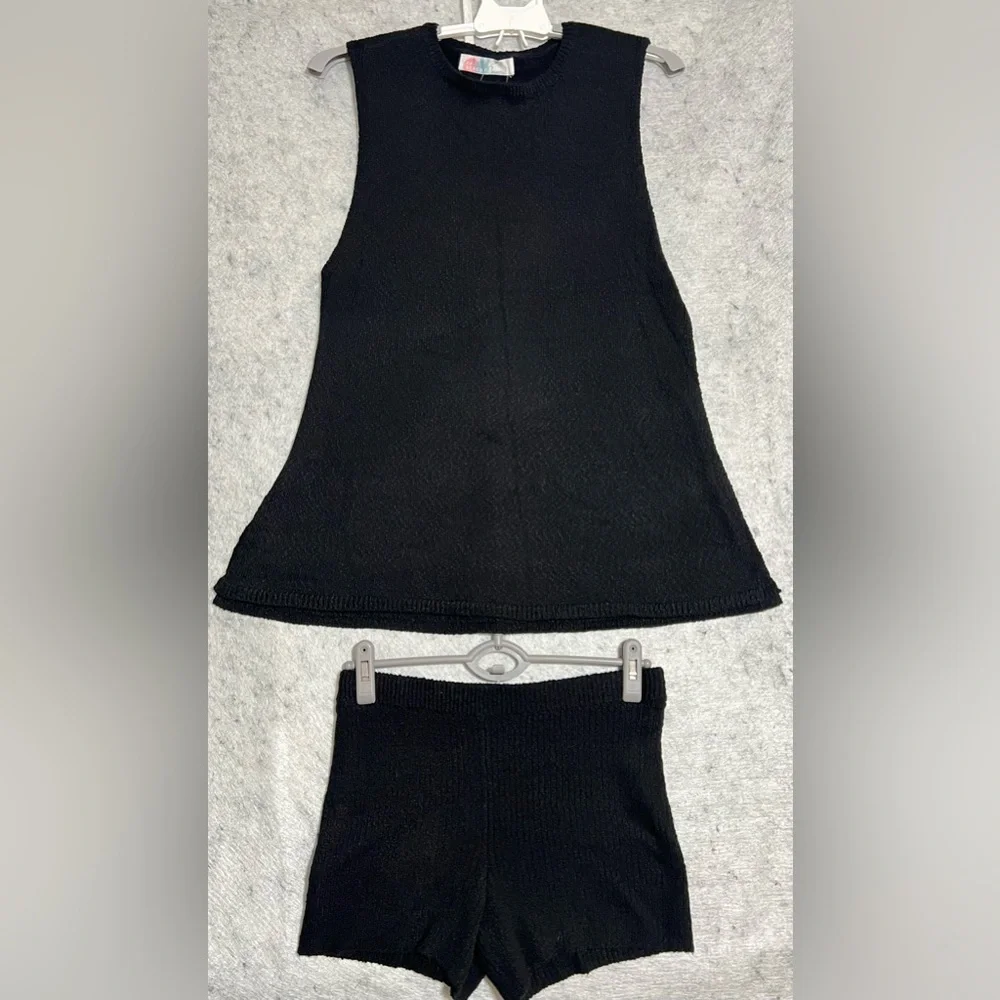 New*Free People Beach ‘Miranda’ Sleeveless Sweater/Short Set~SMALL ~in black - Picture 4 of 14